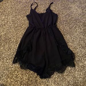 V-Neck Lace Trim Romper